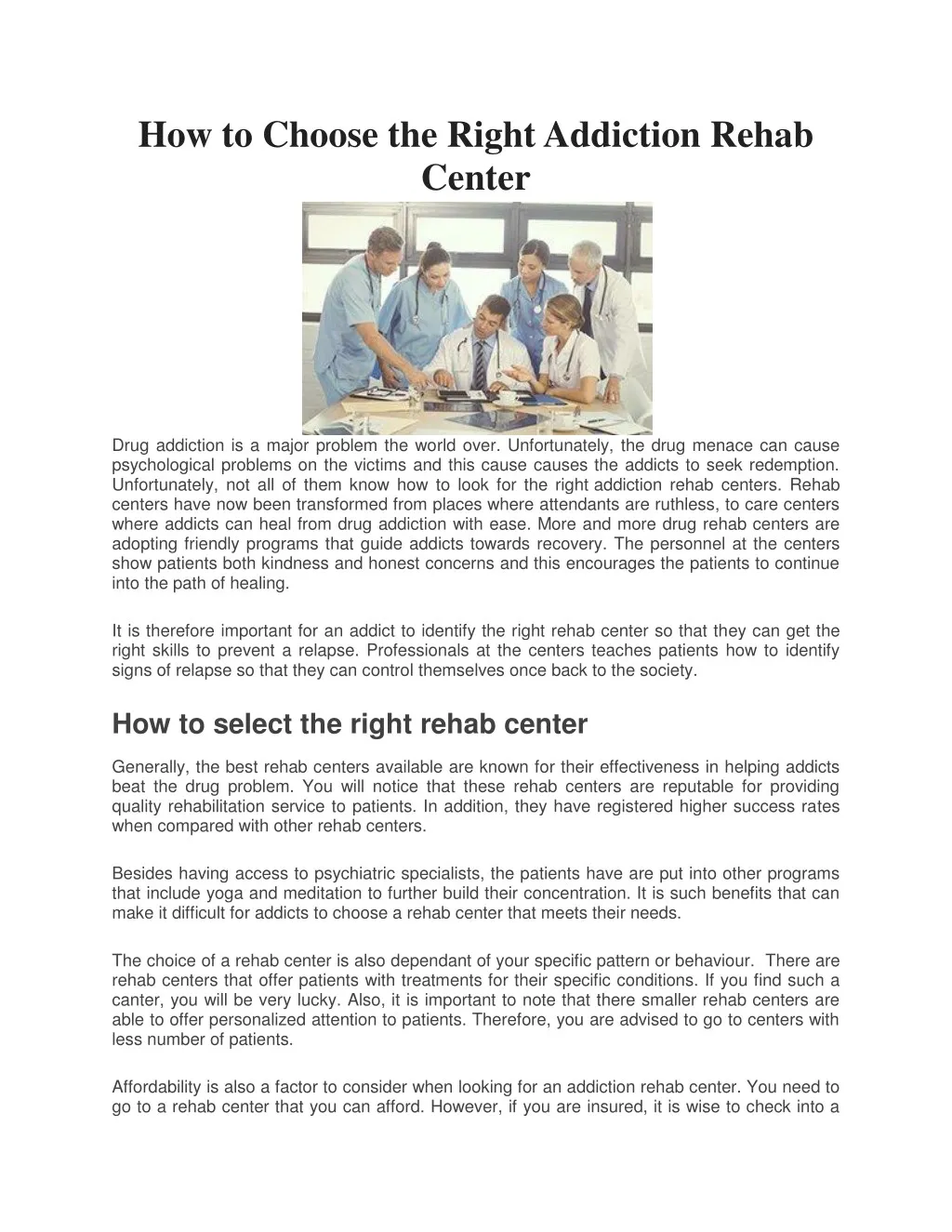 how to choose the right addiction rehab center