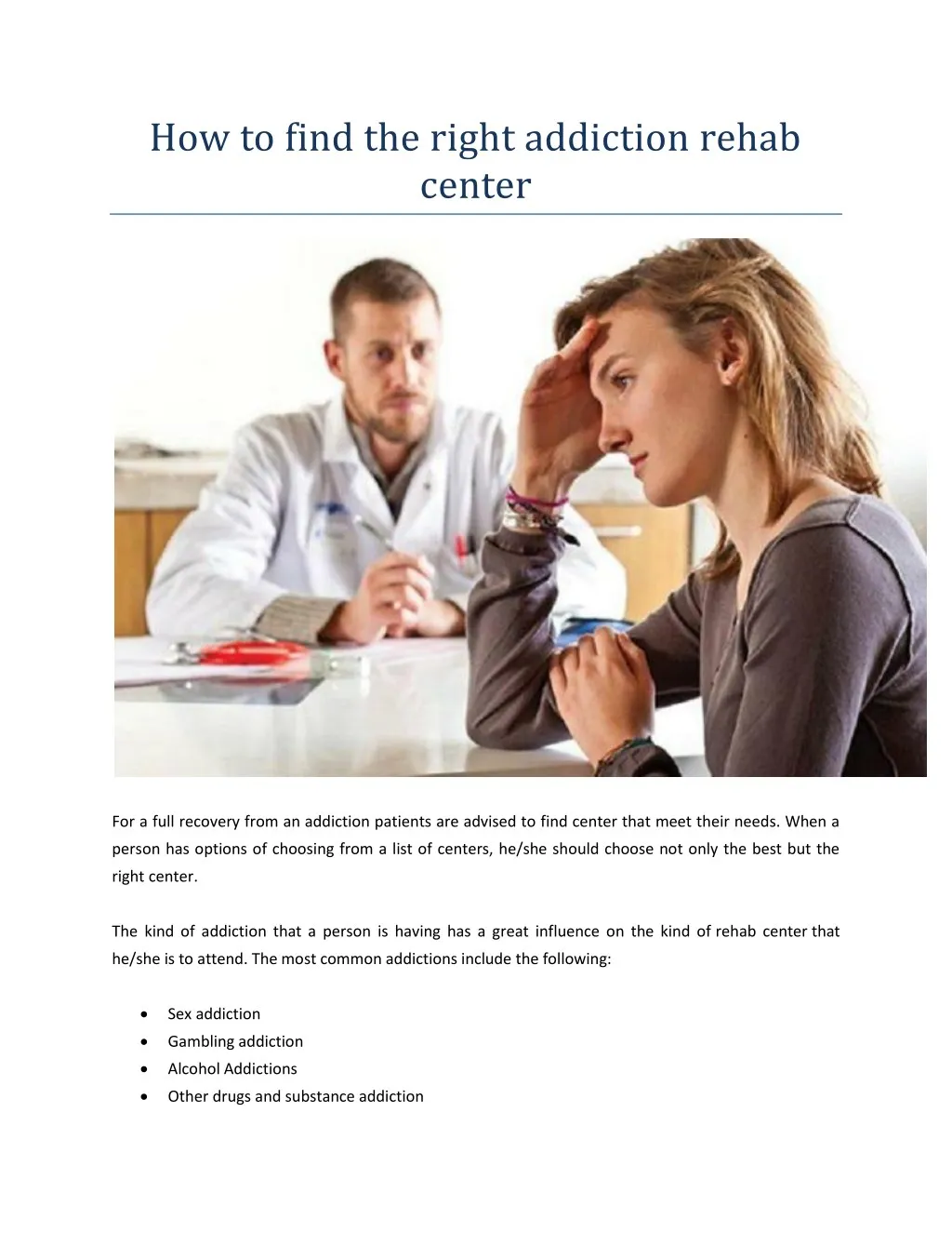 how to find the right addiction rehab center