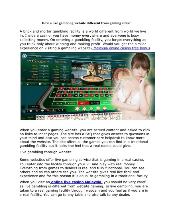 How a live gambling website different from gaming sites?