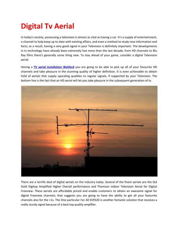 Digital TV Aerial & Satellite Installation Watford & Hertfordshire | Aerial & Satellite Repairs