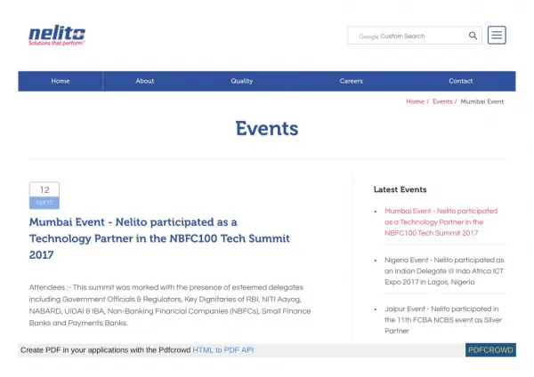 Mumbai Event - Nelito participated as a Technology Partner in the NBFC100 Tech Summit 2017