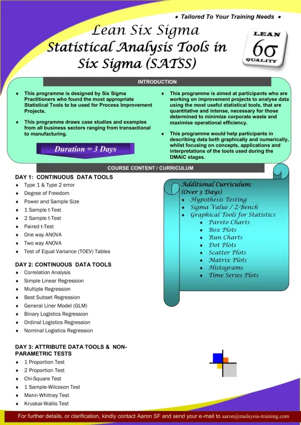 Statistical Analysis Tools Training Courses Malaysia