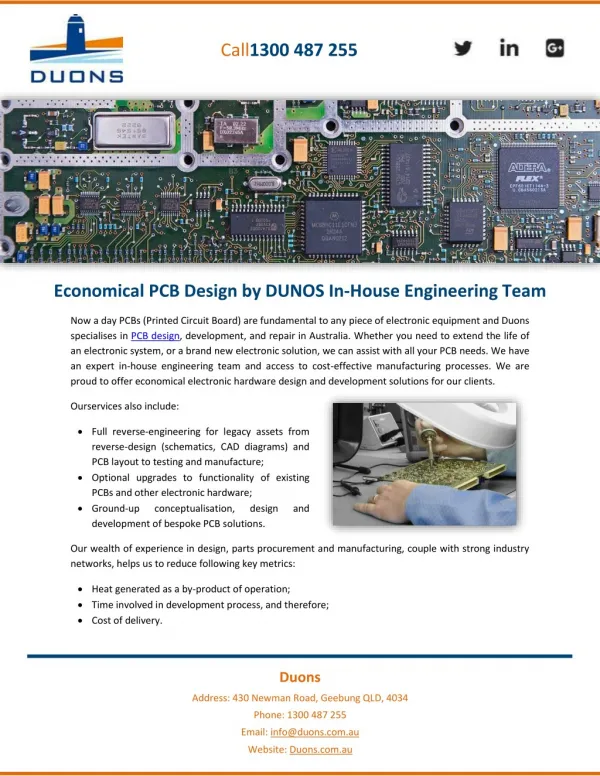 Economical PCB Design by DUNOS In-House Engineering Team