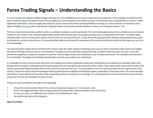 Forex Trading Signals – Understanding the Basics