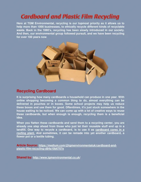 Cardboard and Plastic Film Recycling