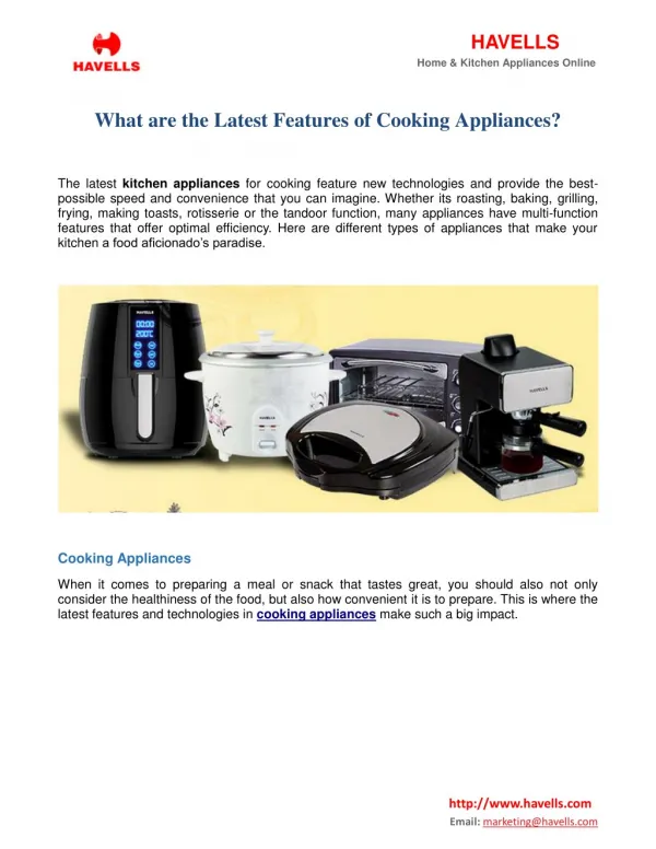 What Are The Latest Features Of Cooking Appliances?