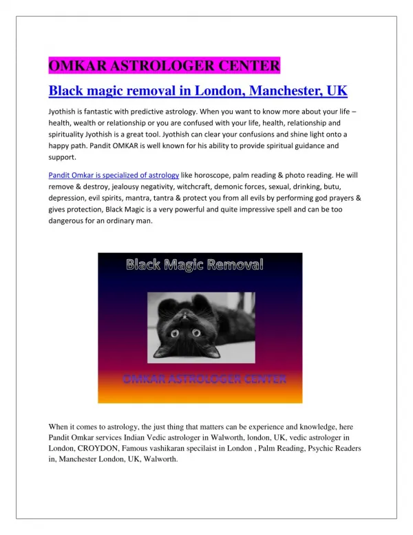 PANDIT OMKAR – ASTROLOGER IN LONDON, UK, TOP ASTROLOGY CONSULTANT LONDON UK, BLACK MAGIC REMOVAL IN LONDON, UK, WALWORTH