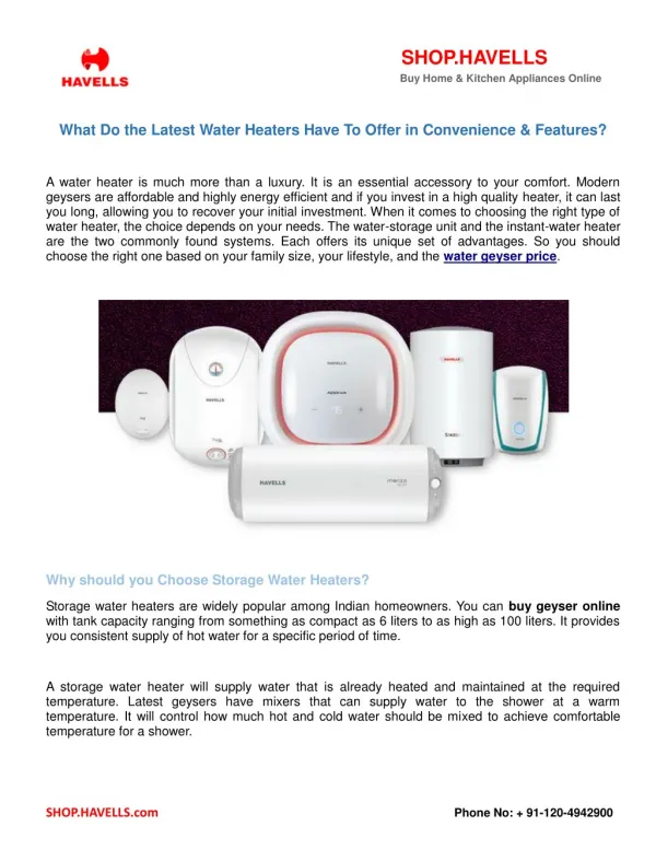 What Do the Latest Water Heaters Have To Offer in Convenience & Features?