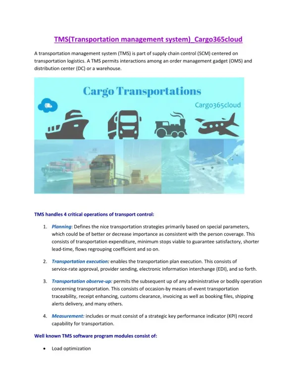 TMS(Transportation management system)_Cargo365cloud