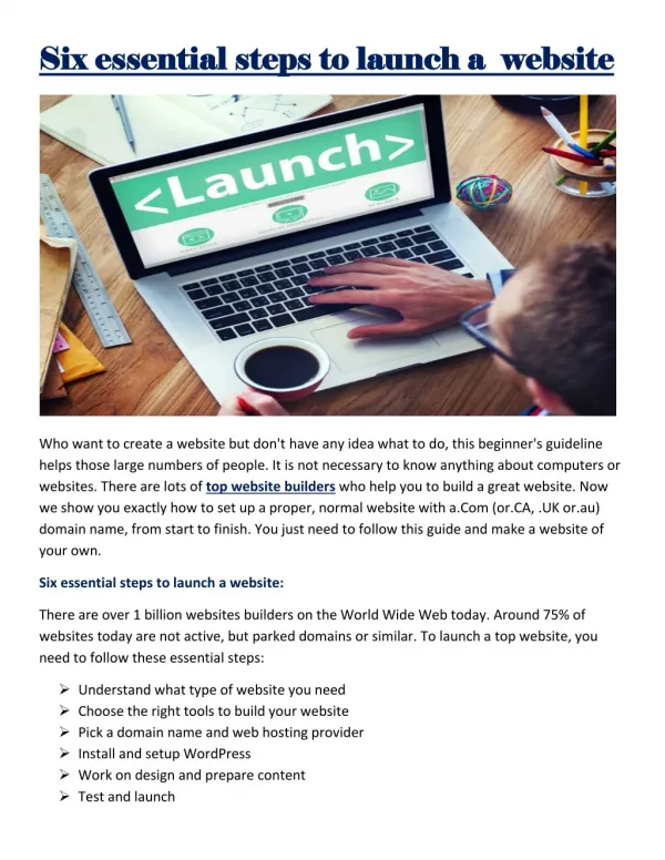 Six essential steps to launch a website