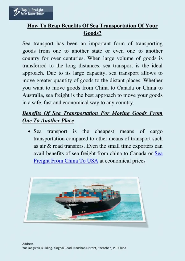 How To Reap Benefits Of Sea Transportation Of Your Goods?