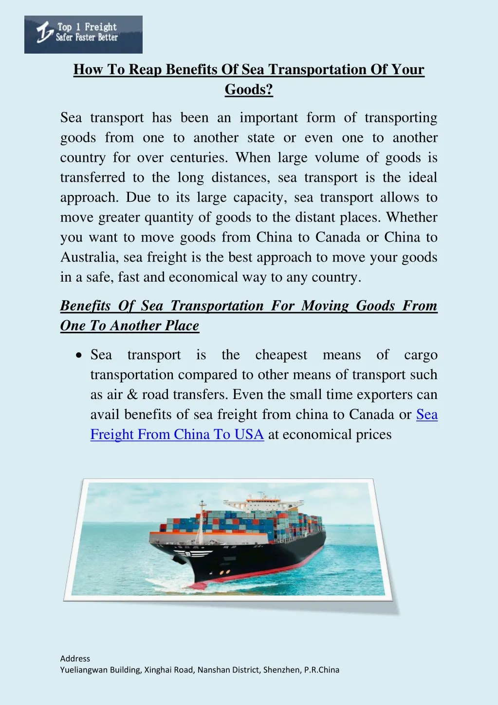 how to reap benefits of sea transportation