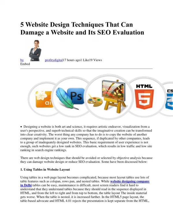 5 Website Design Techniques That Can Damage a Website and Its SEO Evaluation