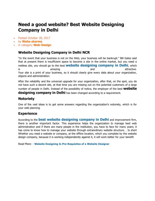 Need a good website? Best Website Designing Company in Delhi
