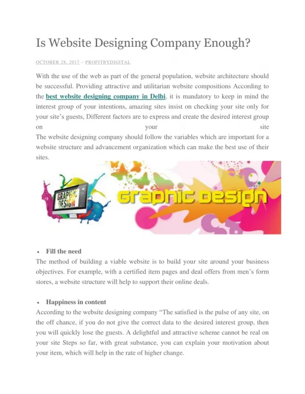 Is Website Designing Company Enough?