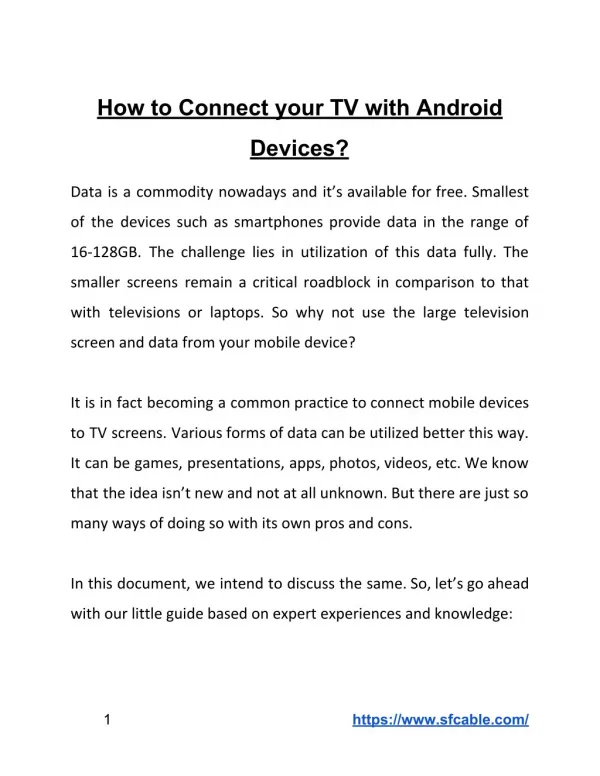 How to Connect your TV with Android Devices?