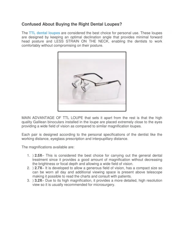 Confused About Buying The Right Dental Loupes?