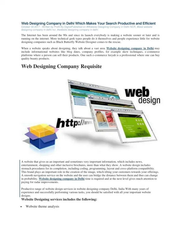 Web Designing Company in Delhi Which Makes Your Search Productive and Efficient