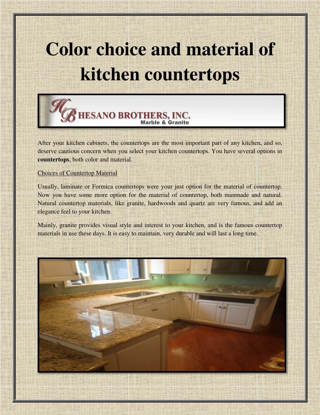 color choice and material of kitchen countertops