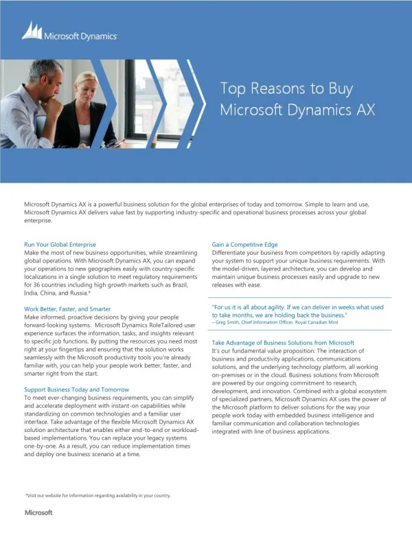 Top Reasons to Buy Microsoft Dynamics AX 2012