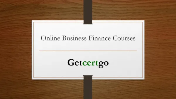 Online Business Finance Courses - Get Cert Go