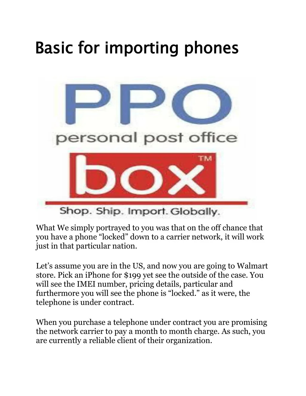 basic for importing phones