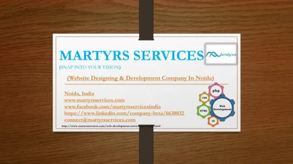 Web Designing Development Company in Delhi Noida Ncr- Martyrs Services