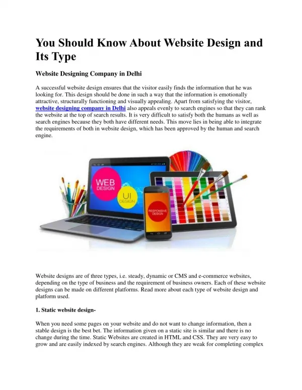 You Should Know About Website Design and Its Type