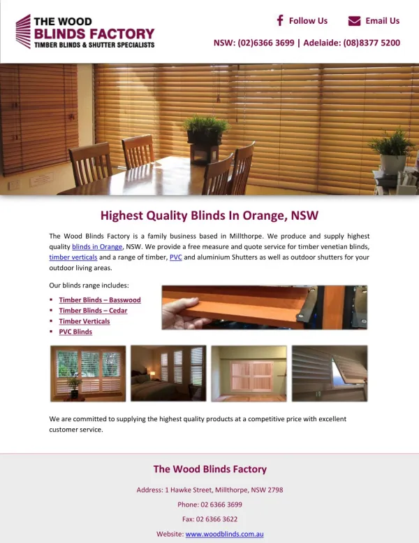 Highest Quality Blinds In Orange, NSW