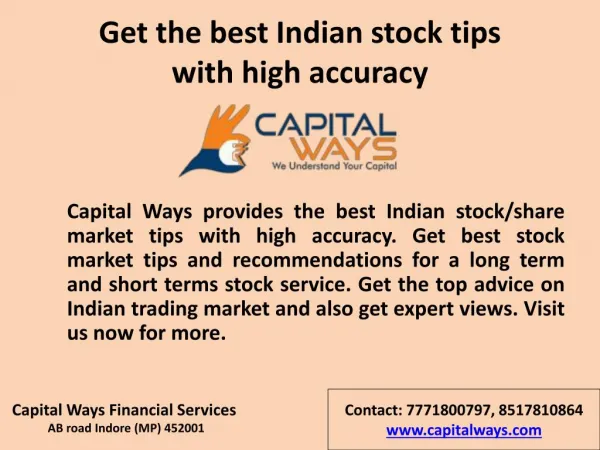 Get a best Indian stock tips with high accuracy