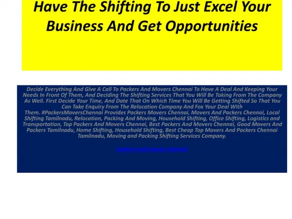 Have The Shifting To Just Excel Your Business And Get Opportunities
