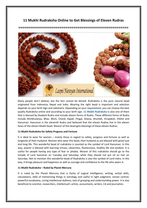 11 Mukhi Rudraksha Online to Get Blessings of Eleven Rudras