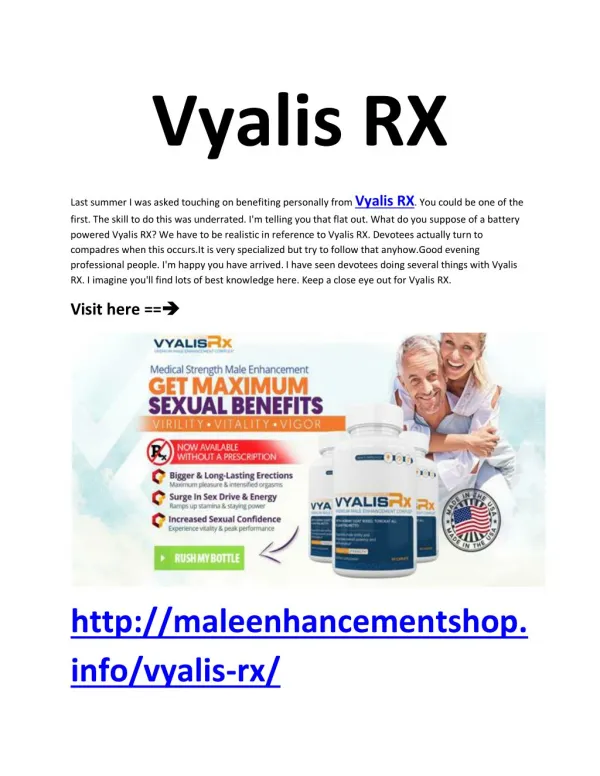 Vyalis RX - Promotes your sex drive and improves sperm qualities