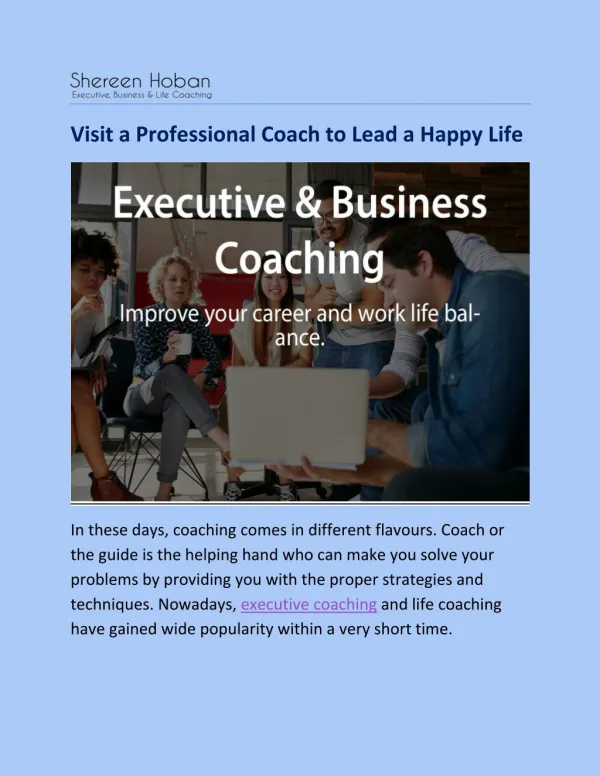 Visit a Professional Coach to Lead a Happy Life