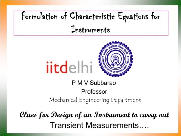 Formulation of Characteristic Equations for Instruments