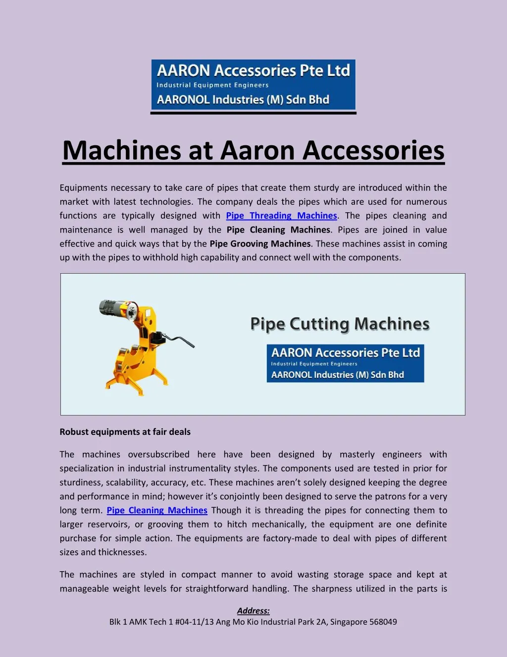 machines at aaron accessories