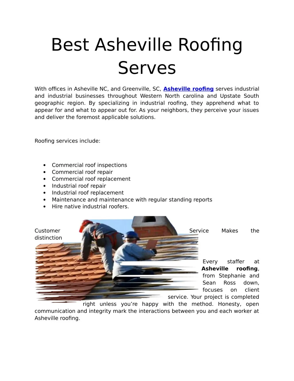best asheville roofing serves