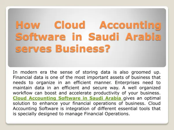 How Cloud Accounting Software in Saudi Arabia serves Business?