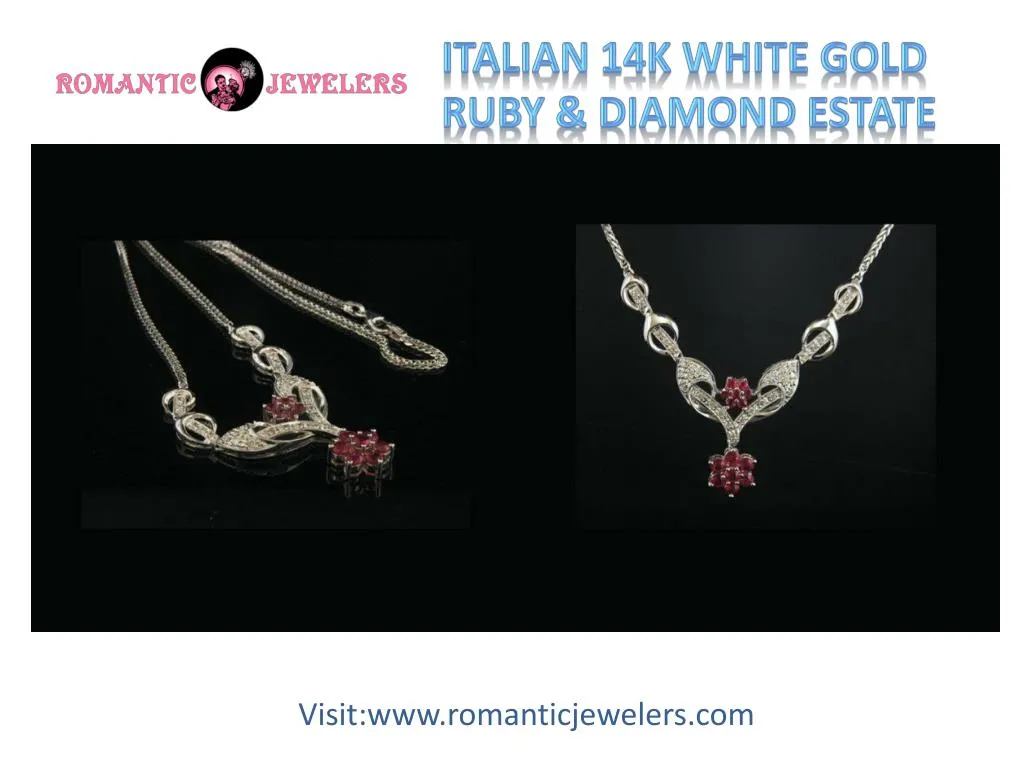 italian 14k white gold ruby diamond estate