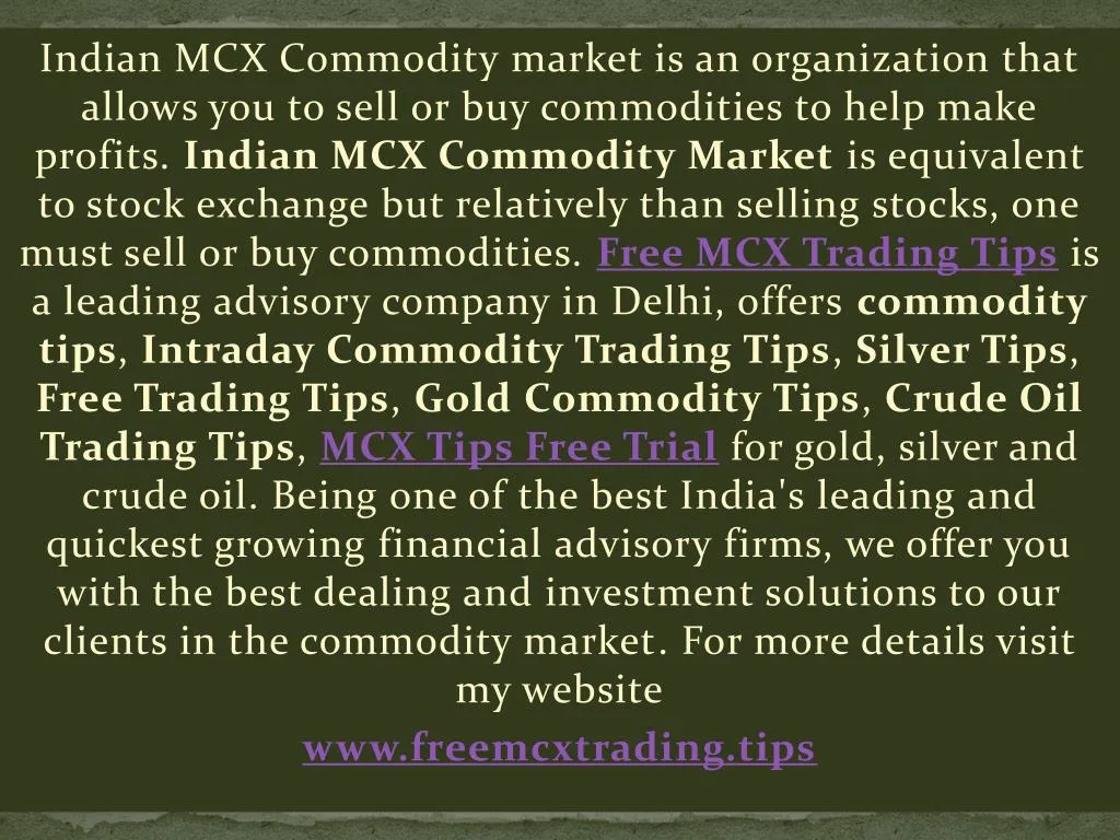 indian mcx commodity market is an organization