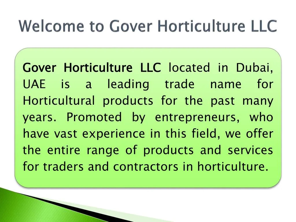 welcome to gover horticulture llc