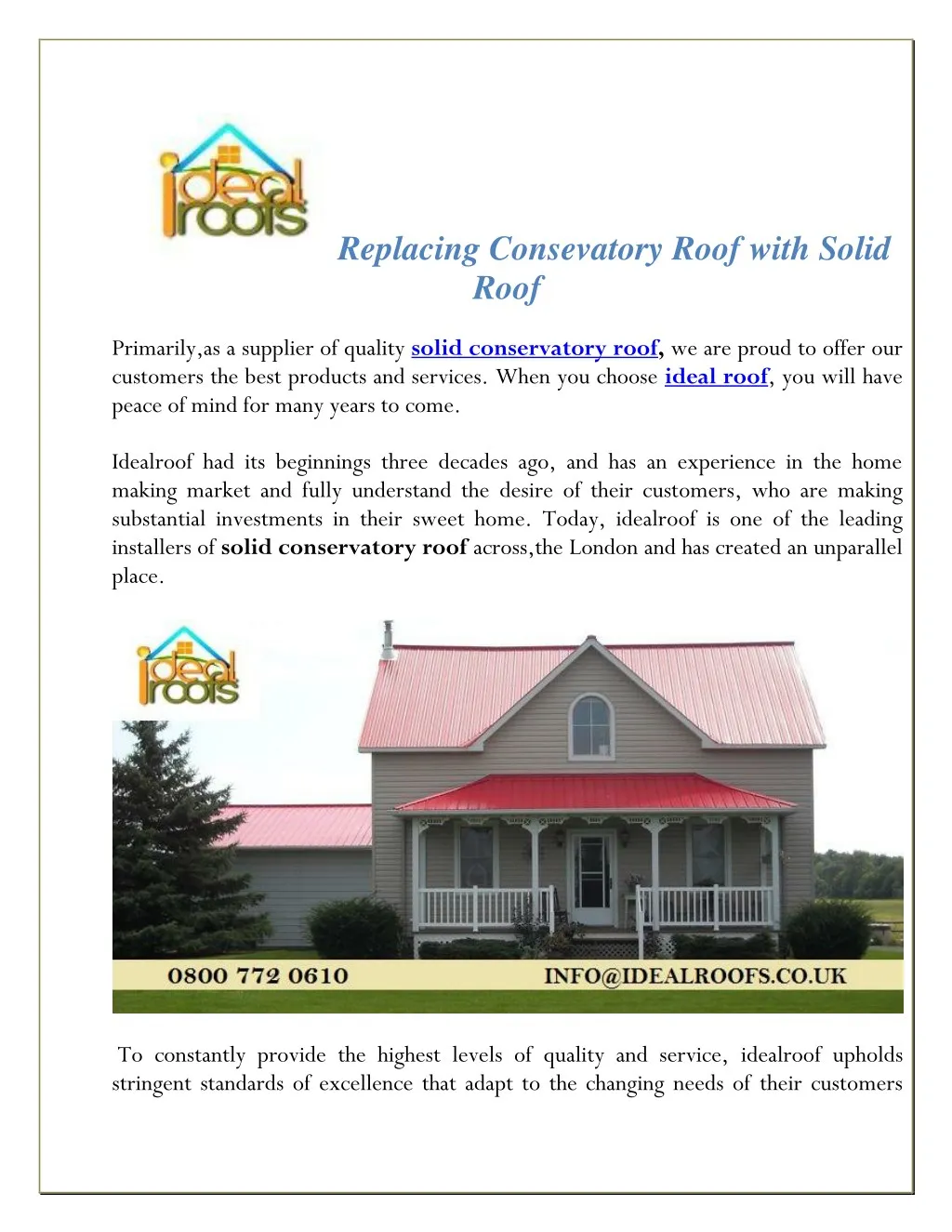 replacing consevatory roof with solid roof
