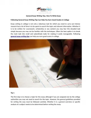 General Essay Writing Tips, How To Write Essay - slide 1