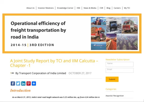 Operational Efficiency of Freight Transportation by Road in India