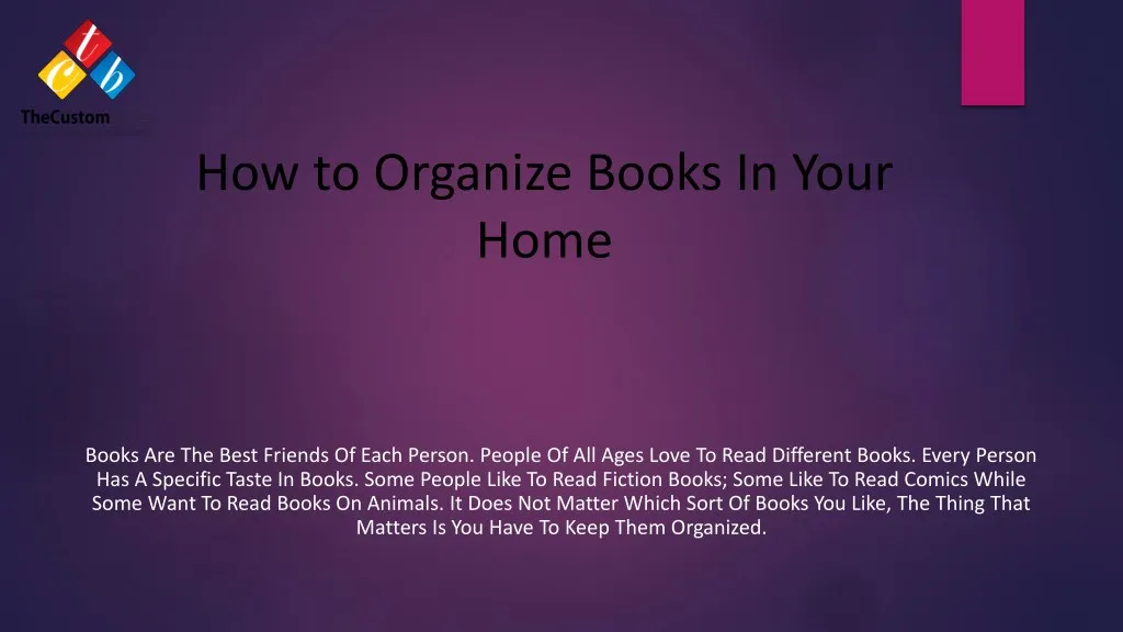 how to organize books in your home
