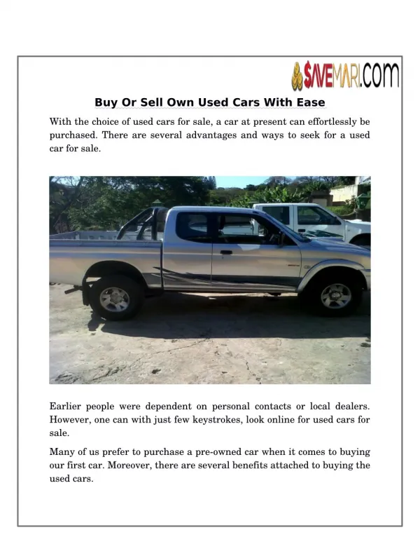 Buy Or Sell Own Used Cars With Ease