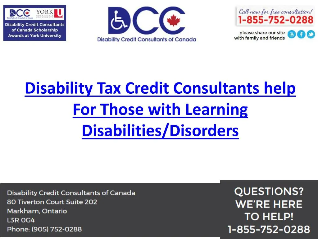 disability tax credit consultants help for those with learning disabilities disorders