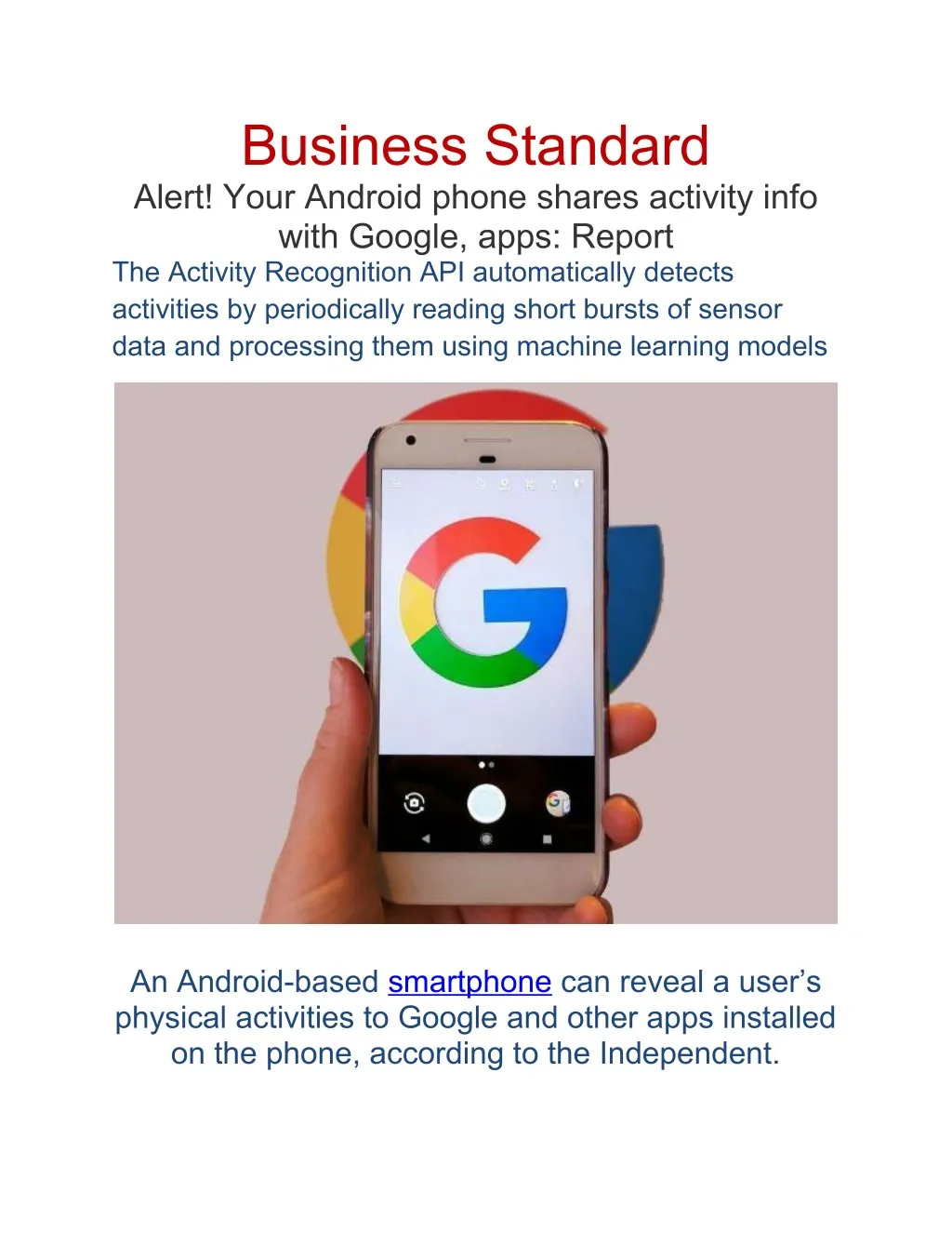 business standard alert your android phone shares