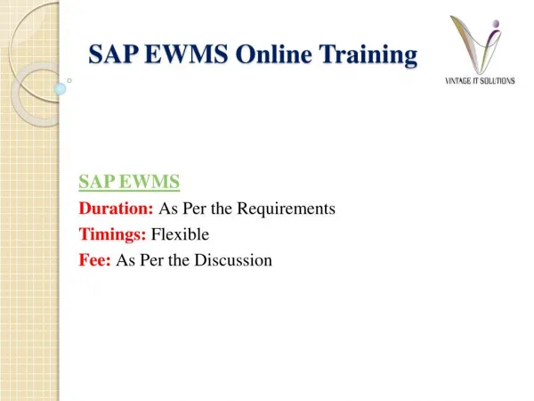 SAP EWMS Course Content PPT