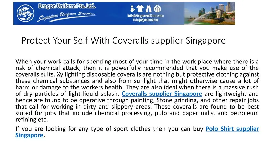 protect your self with coveralls supplier singapore
